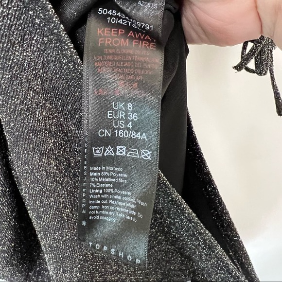 Top Shop Womens Long Sleeve shimmer‎ open back dress Size 8 - Picture 7 of 9